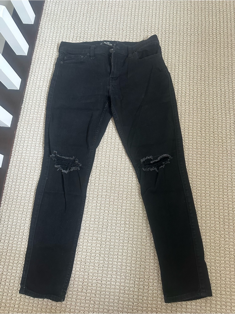 Hollister Black Skinny Distressed Ripped Knee Jeans